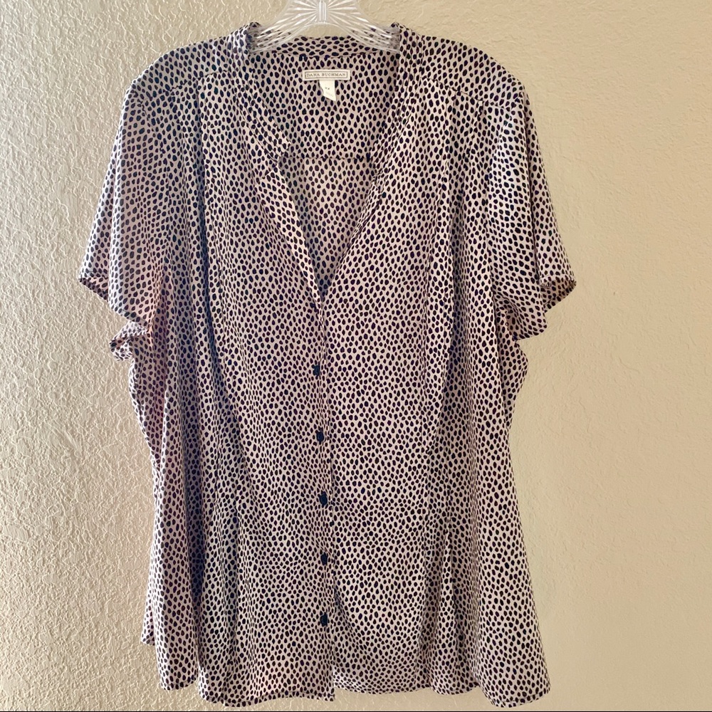 2X Dana Buchman Tan And Polka Dot Blouse